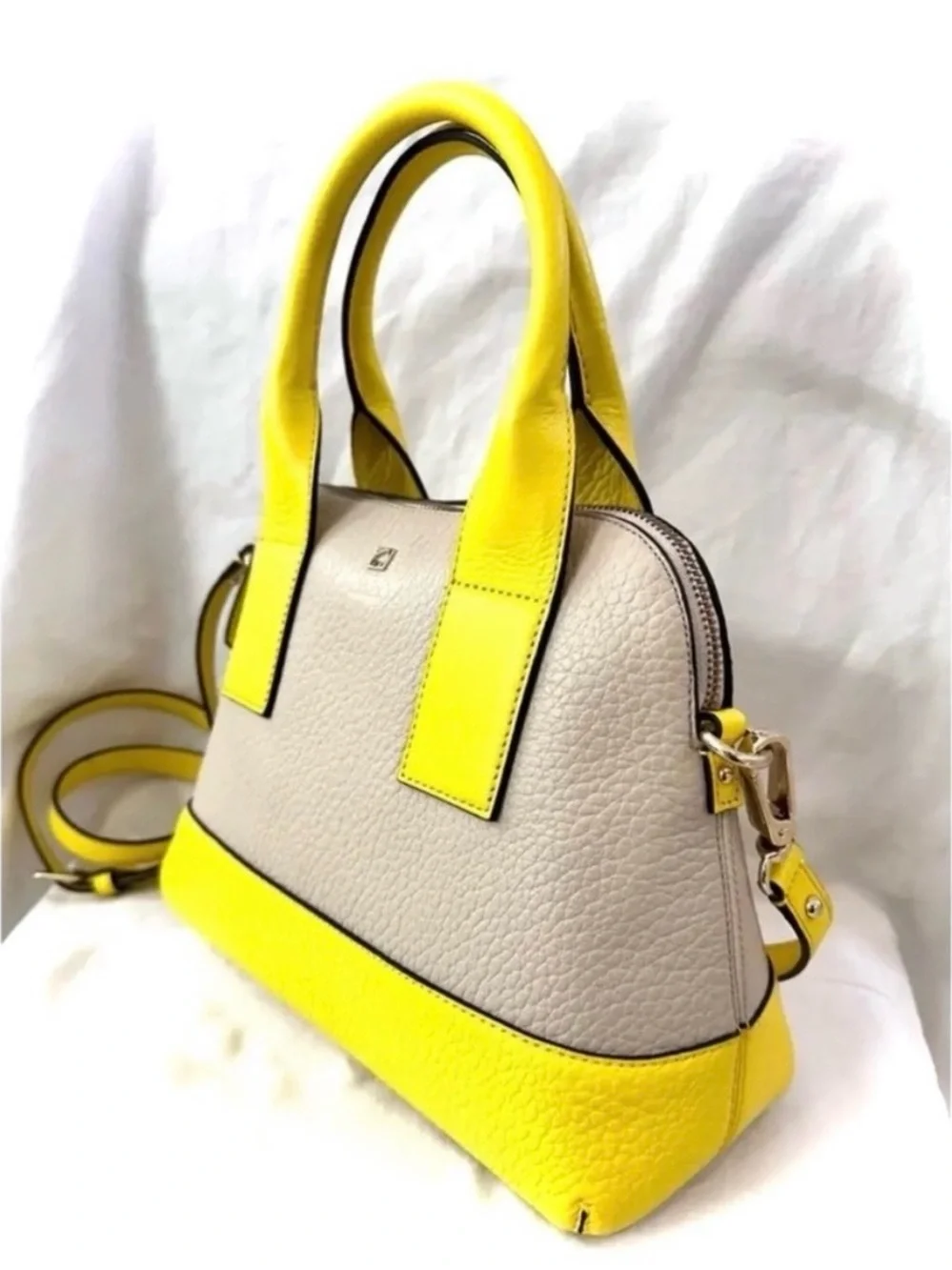kate spade Yellow and Cream Dome Satchel with Top Handles